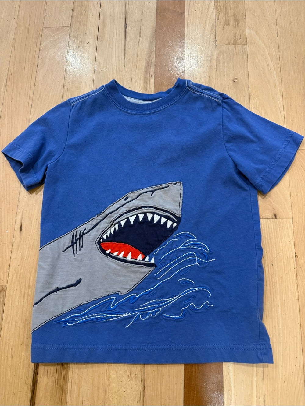 Hanna Andersson size 110 Blue Shark appliqué Kids Tee